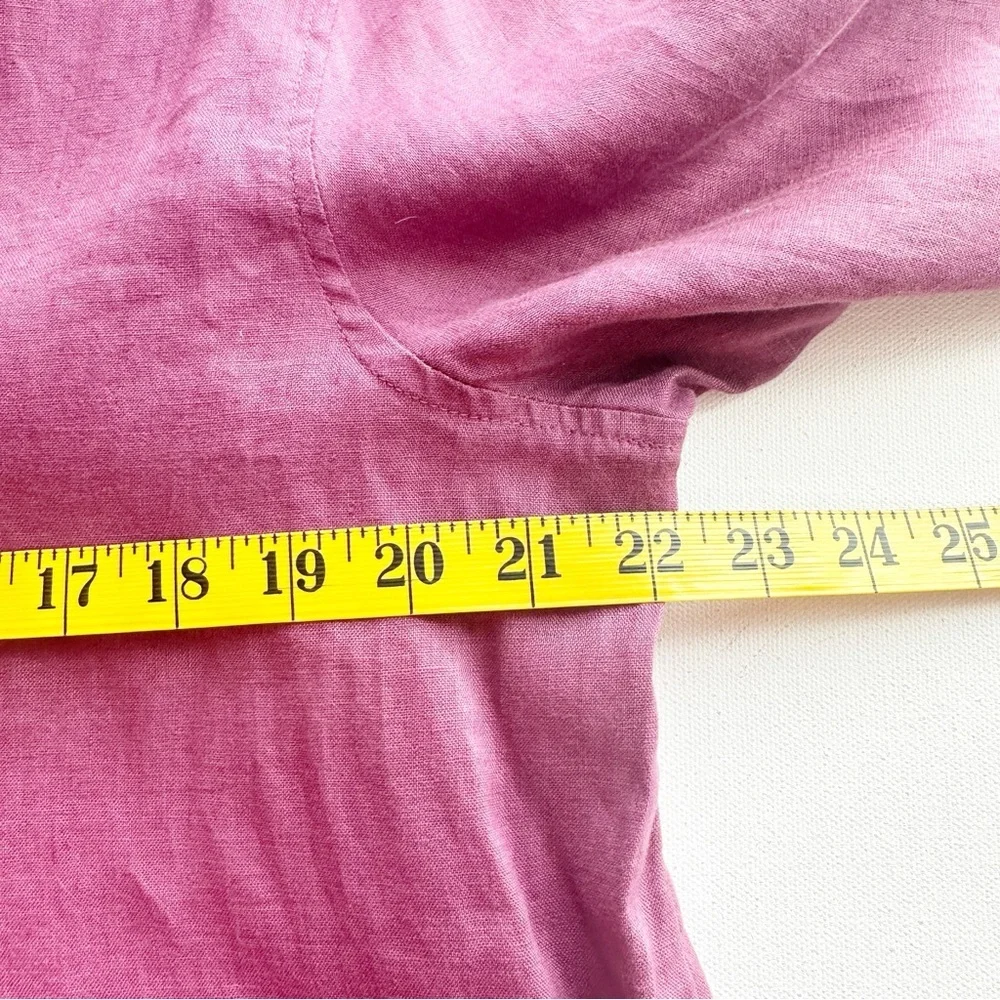 J. Jill Linen Top Button Front Long Sleeve Mauve Medium - Picture 6 of 7